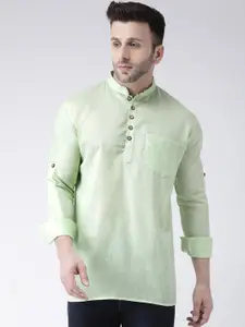 Hangup Men Green Solid Straight Kurta
