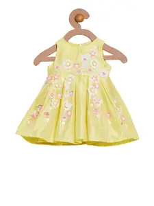 A Little Fable Girls Yellow Flower Applique Fit and Flare Dress