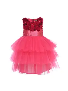 A Little Fable Girls Pink Embellished Fit and Flare Dress