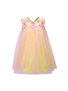 A Little Fable Girls Yellow Embellished Fit and Flare Dress