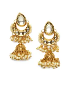 AccessHer White Gold Plated Dome Shaped Drop Earrings