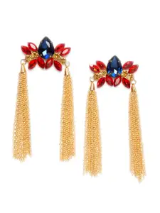 AccessHer Red & Blue Gold-Plated Contemporary Drop Earrings