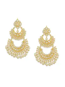 AccessHer Gold-Plated & White Crescent Shaped Chandbalis