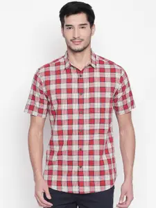 BYFORD by Pantaloons Men Red & Off-White Regular Fit Checked Casual Shirt