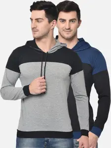 MACK JONNEY Men Pack Of 2 Colourblocked Hooded T-shirts