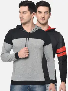 MACK JONNEY Men Pack Of 2 Colourblocked Hooded T-shirts