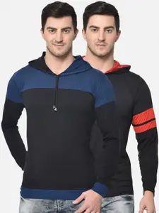 MACK JONNEY Men Pack Of 2 Colourblocked Hood T-shirt