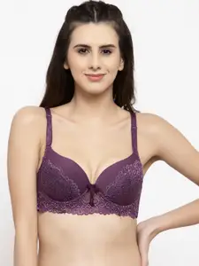 Quttos Purple Lace Underwired Non Padded Everyday Bra QT-BR-4000-PPL