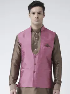 DEYANN Men Pink Solid Nehru Jacket
