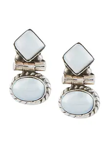 ahilya Silver-Toned 92.5 Sterling Silver Contemporary Drop Earrings