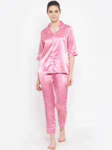 Kanvin Women Pink Solid Night suit