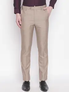 RICHARD PARKER by Pantaloons Men Beige Slim Fit Solid Formal Trousers