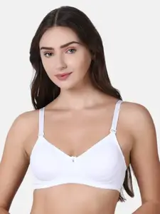 Enamor Women White Non-Padded Non Wired Sturdy T-Shirt Bra With Detachable Straps