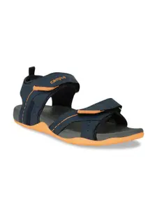 Campus Men Navy Blue & Orange Comfort Sandals
