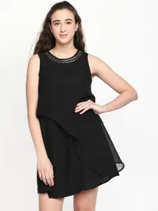 Forever Glam by Pantaloons Women Black Embellished Layered A-Line Dress