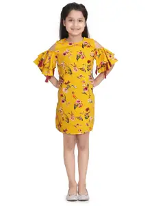 StyleStone Girls Yellow Floral Printed Sheath Dress