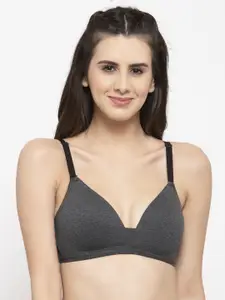 PrettyCat Charcoal Solid Non-Wired Lightly Padded T-shirt Bra PC-BR-6007-BLK-30B