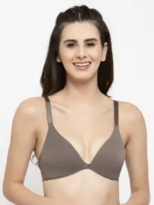 PrettyCat Brown Solid Non-Wired Lightly Padded T-shirt Bra PC-BR-6012-MOUS-30C