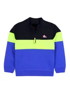 Cherry Crumble Boys Blue & Green Colourblocked Sweatshirt