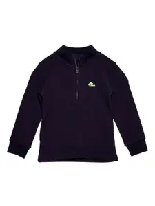 Cherry Crumble Boys Blue Self Design Sweatshirt