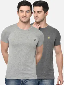 MACK JONNEY Men Pack of 2 Solid Round Neck T-shirts