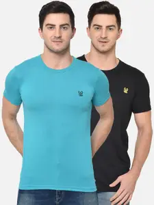 MACK JONNEY Men Pack of 2 Solid Round Neck T-shirts