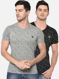 MACK JONNEY Men Pack of 2 Printed V-Neck T-shirts