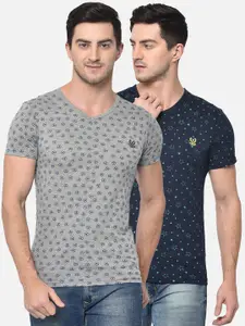 MACK JONNEY Men Pack of 2 Printed V-Neck T-shirts