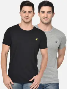MACK JONNEY Men Pack of 2 Solid Round Neck T-shirt