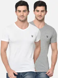MACK JONNEY Men Pack of 2 Solid Round Neck T-shirts