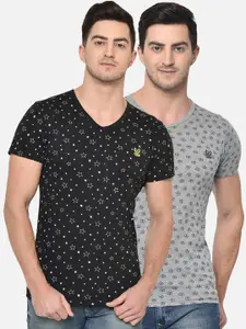 MACK JONNEY Men Pack Of 2 Printed Round Neck T-shirts