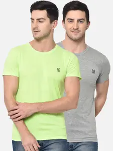 MACK JONNEY Men Pack of 2 Solid Round Neck T-shirts