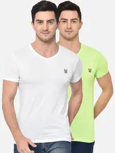 MACK JONNEY Men Pack of 2 Solid V-Neck T-shirt