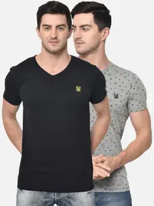 MACK JONNEY Men Pack of 2 Solid Round Neck T-shirts