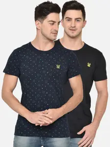 MACK JONNEY Men Pack Of 2 Navy Blue Printed T-shirt