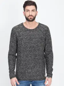 LINDBERGH Men Charcoal Grey Solid Pullover Sweater