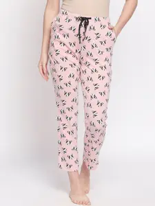 Dreamz by Pantaloons Women Pink & Black Printed Lounge Pants