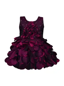 Wish Karo Girls Purple Embellished Ruffled Party Fit & Flare Dress