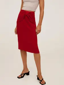 MANGO Red Straight Sustainable Skirt