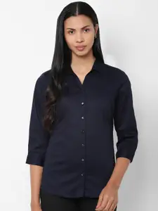 Allen Solly Woman Women Navy Blue Slim Fit Solid Formal Shirt