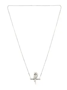 ahilya 92.5 Sterling Silver Parrot on A Branch Pendant with Chain