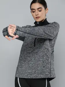 HRX by Hrithik Roshan Women Grey Melange Solid Rapid-Dry Training Sweatshirt