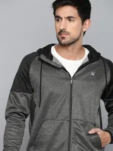 HRX by Hrithik Roshan Men Grey Melange Solid Regular Fit Hooded Training Sweatshirt