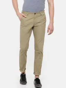Spiritus by pantaloons Men Olive Green Slim Fit Solid Regular Trousers