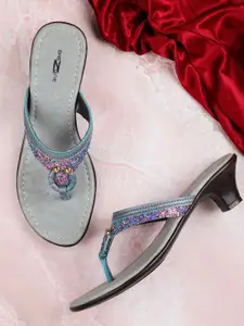 Shezone Women Blue Glitter Heels