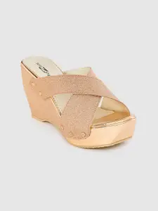 Shezone Women Rose Gold-Toned Shimmer Heels