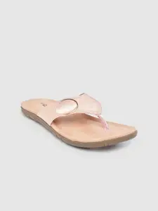 Shezone Women Rose Gold-Toned Solid Open Toe Flats