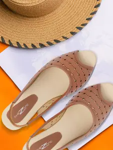 Shezone Women Brown Laser Cut Heels