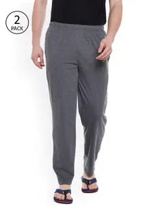 VIMAL Men Pack of 2 Charcoal Grey Solid Lounge Pants