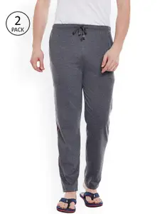 VIMAL Men Pack Of 2 Charcoal Grey Solid Lounge Pants